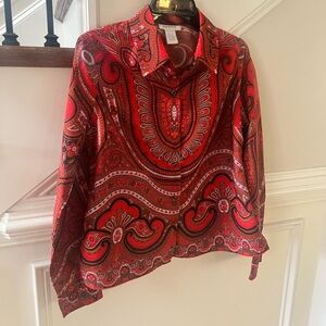 ISAAC MIZRAHI Paisley/Floral print button down